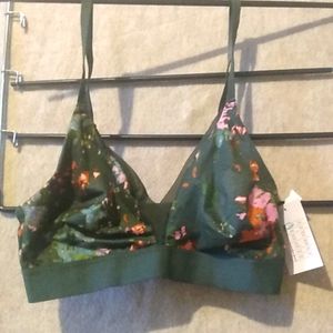 Auden unlined bralette green and pink. Pullover style. Small x.32 a or B